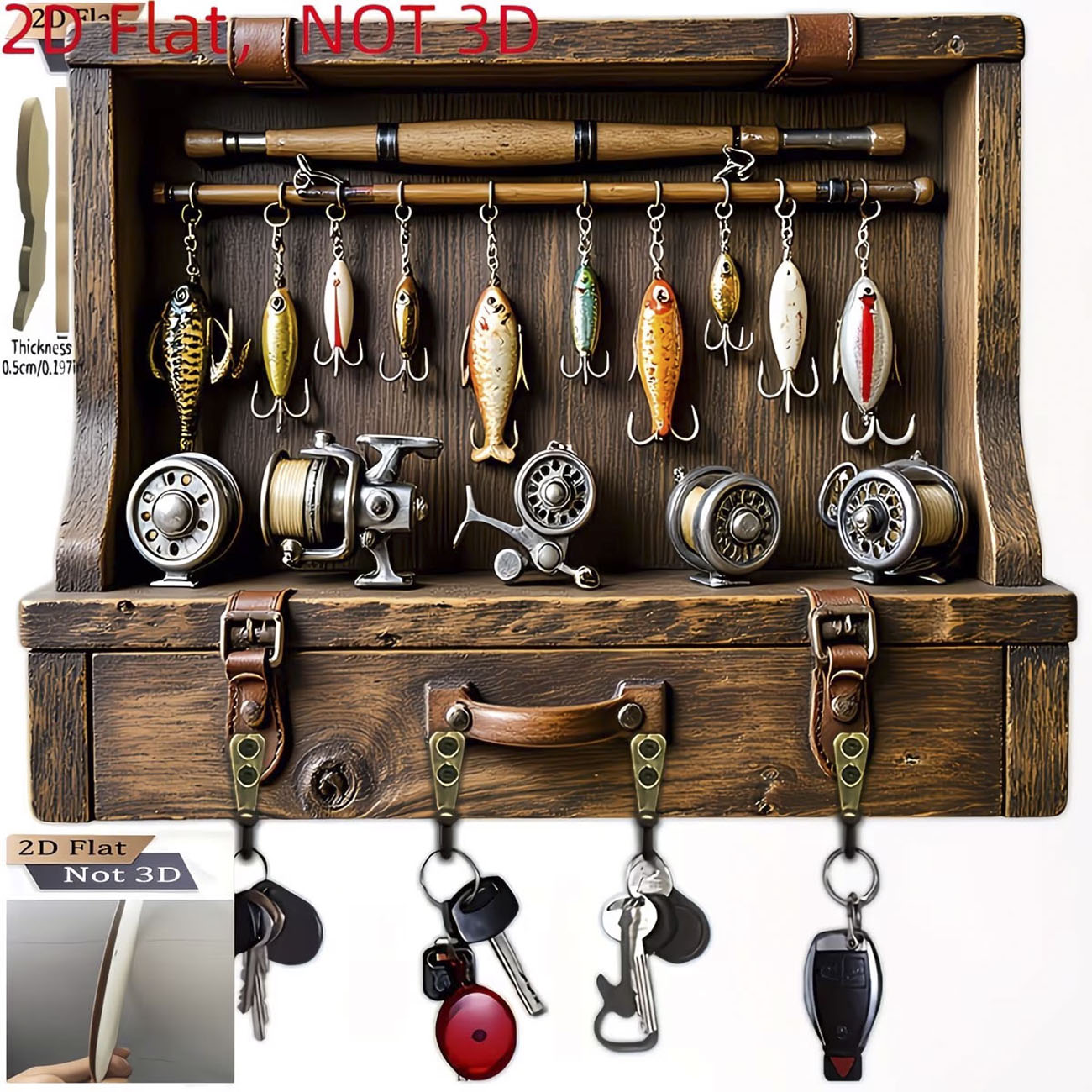 Fishing Rod Combo - Gantungan Kunci Umpan Pancing Vintage, Desain